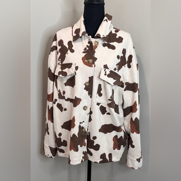 Altar'd State Jackets & Blazers - Altar’d State Cow Print Shacket Western Ranchcore Cowgirl Jacket Large